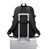 Large waterproof black high school backpack for girls and boys with luggage strap on back