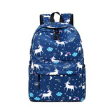 Happy Kid blue unicorn school backpack – cute kids school bag NZ with front pocket and adjustable straps.