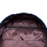 Inner pocket of blue unicorn kids school backpack – zip compartment for small school essentials.