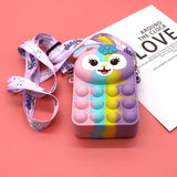 Kids Cute Cartoon Coin Purse Wallet Girls Crossbody Shoulder Bag Rainbow Rabbit