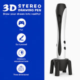 3D Stereo Drawing Pen standing on its included pen holder — fun, do-it-yourself children's educational tool for three-dimensional creations