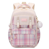 British Style Striped School Backpack for Girls NZ | Aesthetic, Large-Capacity Kids School Bag with Free Plush Accessory