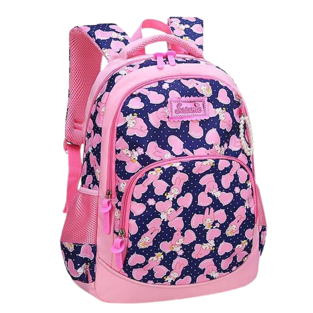 Kids School Bags Backpacks for Girls Pink Purple Bunny Happy Kid