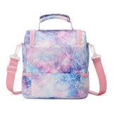 Purple Flower Double Decker Kids Bento Lunch Box Bag