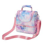 Purple Flower Double Decker Kids Bento Lunch Box Bag