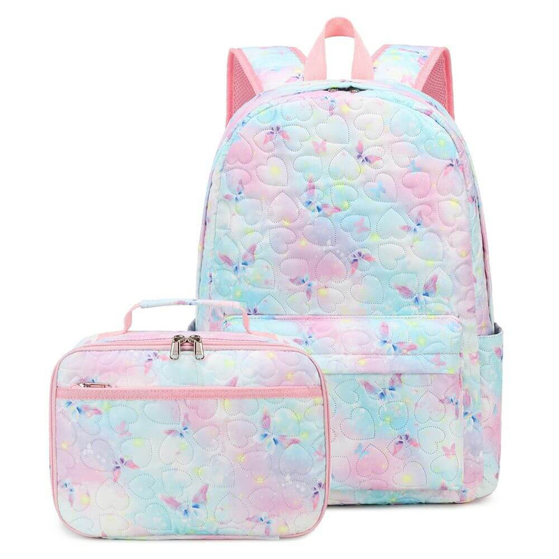 Pink Blue Butterfly School Bag Set