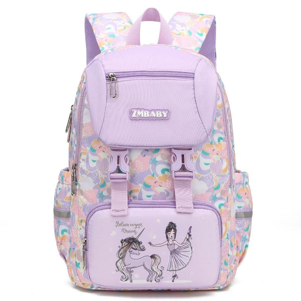 Pale Purple Princess & Unicorn School Bag for Girls