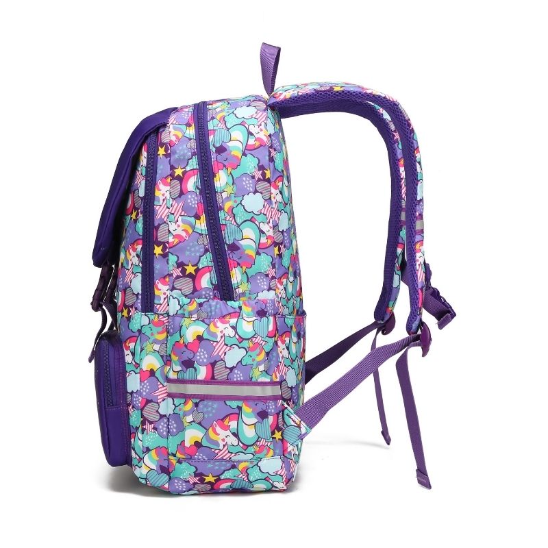 Mygreen Unicorn Backpack For Girls - Lightweight School Bookbag With TPU Window, Purple Medium