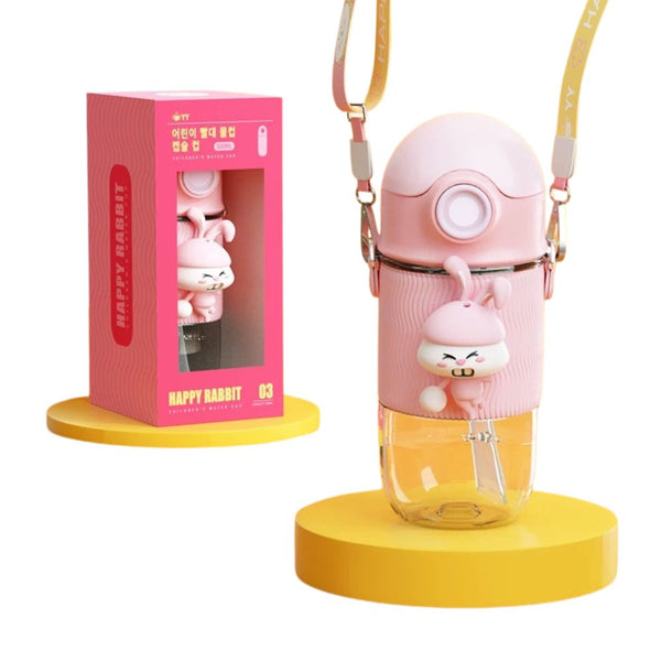 Cute Kids 3D Shatterproof Water Bottle with Straw
