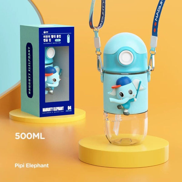 Cute Kids 3D Shatterproof Water Bottle with Straw