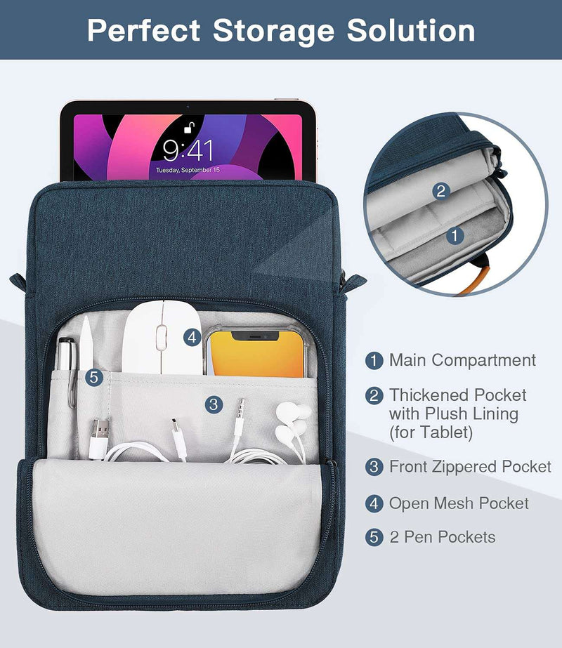 Blue Laptop Sleeve 13 inch Black with Shoulder Straps