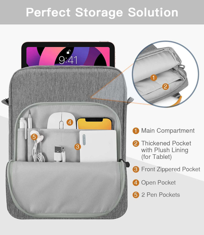 Grey Laptop Sleeve 13 inch Black with Shoulder Straps