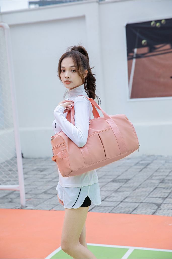 Pink & Black & Beige duffle bag
