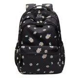 Black daisy school bag NZ with large front pocket for girls