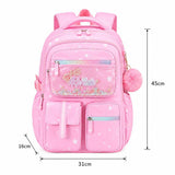 Girls school bag dimensions — H45 x W31 x D16cm, fits A4 folders