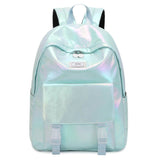 Happy Kid holographic mint green school backpack – shiny kids school bag NZ for girls and teens