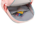 Inside compartment of Happy Kid pink school backpack – roomy and practical for school use.