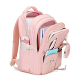 Large capacity pink school bag fitting books, folders and school essentials