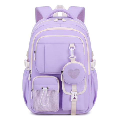 Purple school bag NZ with large capacity and multiple front pockets