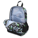 Inside view of the Happy Kid football school bag showing the padded main compartment with space for a jumper, lunch box and drink bottle
