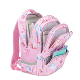 School bag interior with organised compartments for books and stationery