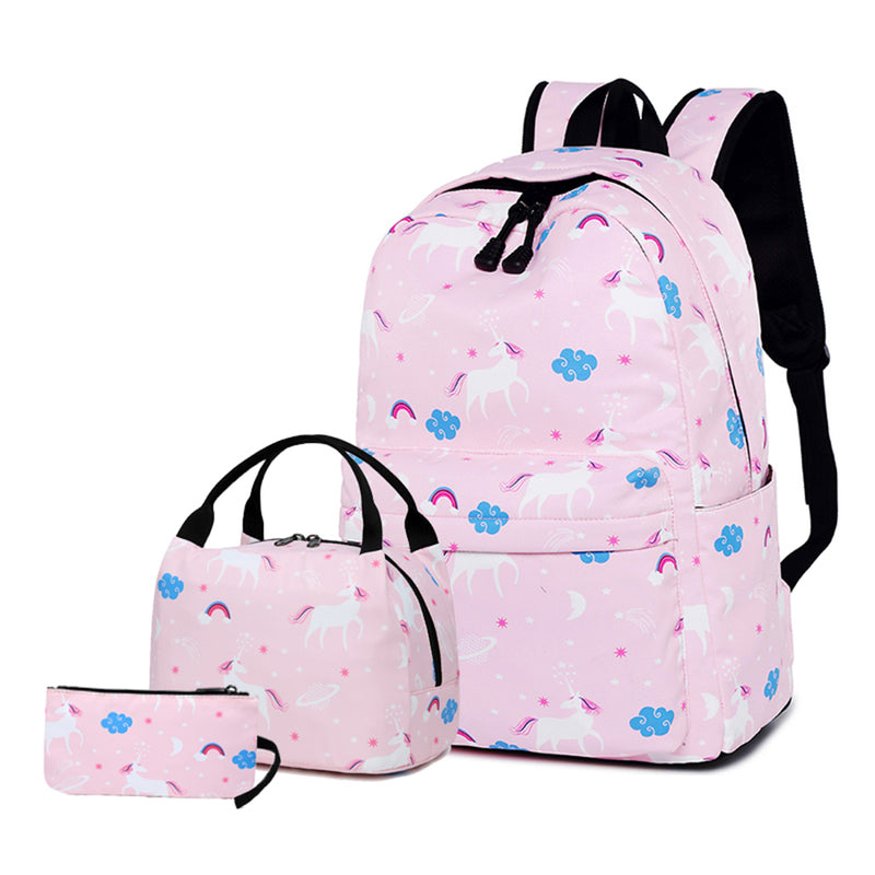 Happy Kid pink unicorn school bag set – girls school backpack NZ with lunch box and pencil bag, lightweight and adorable.