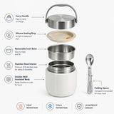 Large Insulated Lunch Box & Food Jar 1200ml & 1500ml - 12-Hour Hot or Cold Container for Adults with Insulated Lunch Bag