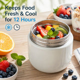 Large Insulated Lunch Box & Food Jar 1200ml & 1500ml - 12-Hour Hot or Cold Container for Adults with Insulated Lunch Bag