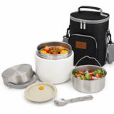 Large Insulated Lunch Box & Food Jar 1200ml & 1500ml - 12-Hour Hot or Cold Container for Adults with Insulated Lunch Bag