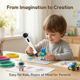 Child using a kids 3D printing pen to turn imagination into creative 3D designs