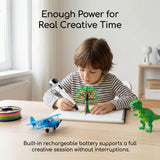 Kids 3D printing pen with enough battery power to support a full creative session