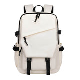 Large waterproof high school backpack for girls and boys in cream colour front view