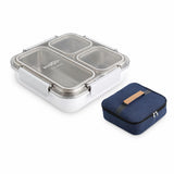 Misanbroo Big Bento 1200ml stainless steel lunch box with navy insulated carry bag