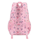 Back view of pink school backpack with padded shoulder straps