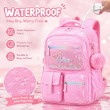 Water-repellent school bag for girls — water beads up and rolls right off
