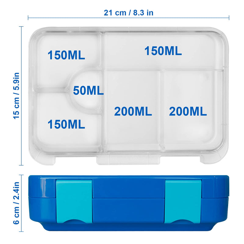 Leak Proof Bento Lunch Box with Removable Ice Pack for Kids Blue