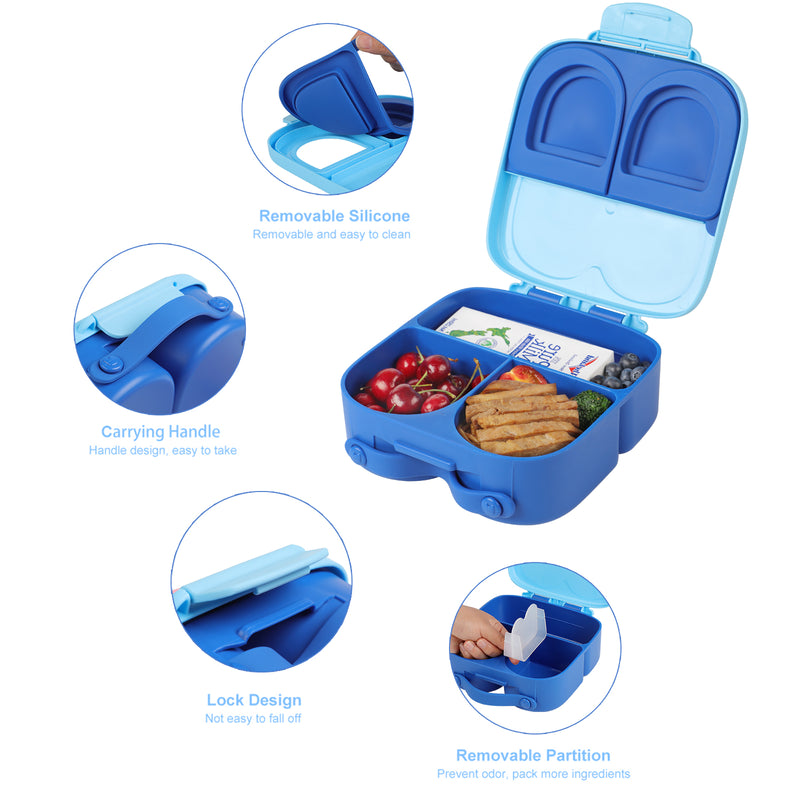Large Blue Bento Lunch Boxes for Kids