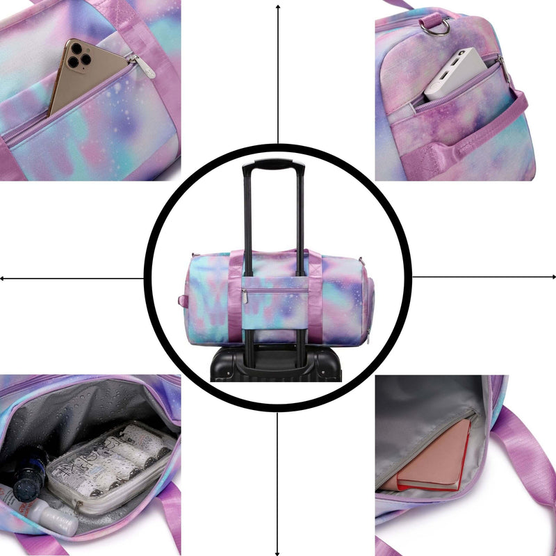 Galaxy Women Duffle Bag Gym Bag Weekend, Travel & Overnight Bags Glitter Purple
