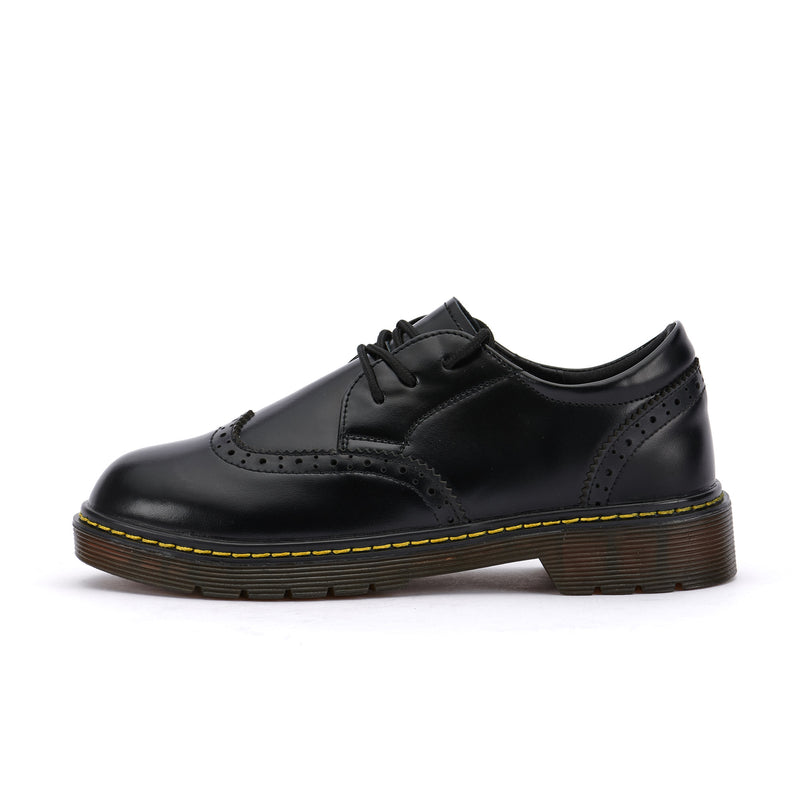 Lace Up School Shoes Unisex 100% Leather in Black | Happy Kid