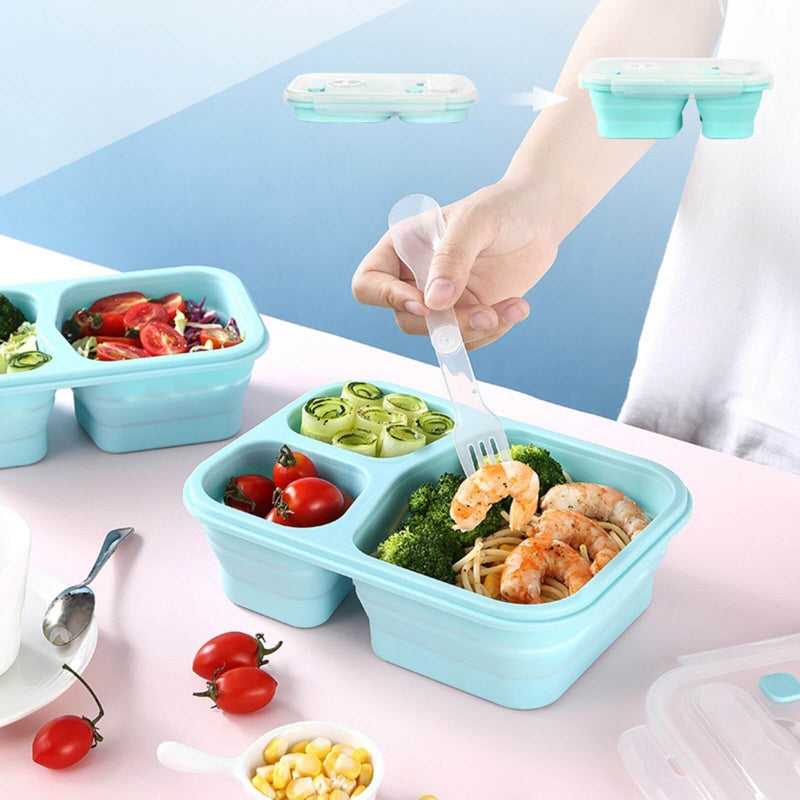 Eco silicone collapsible bento style lunchboxes