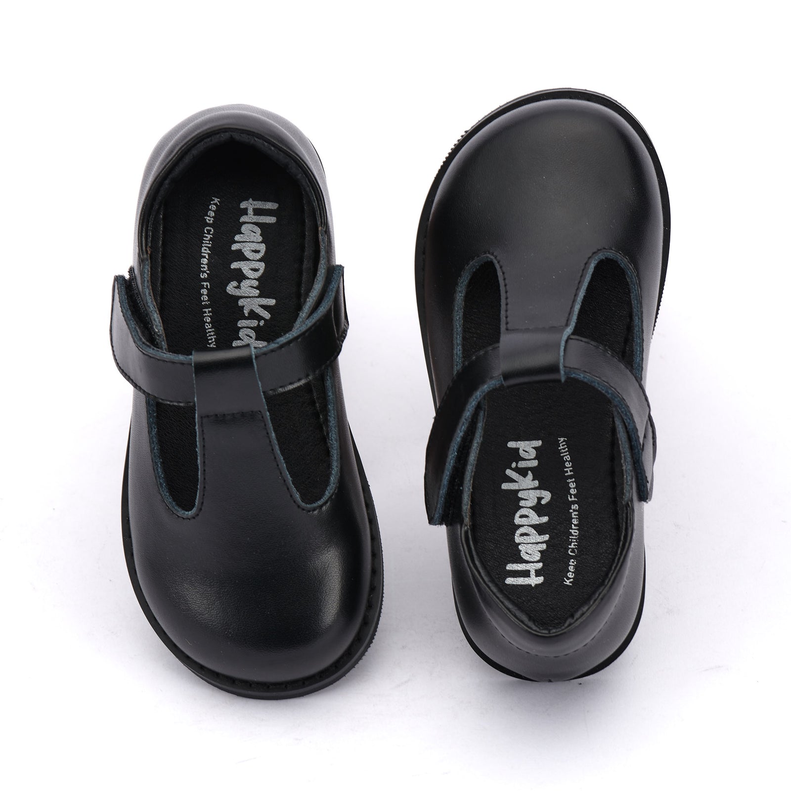Cute Girls Black Leather Mary Jane Velcro School Shoes NZ|Happy Kid