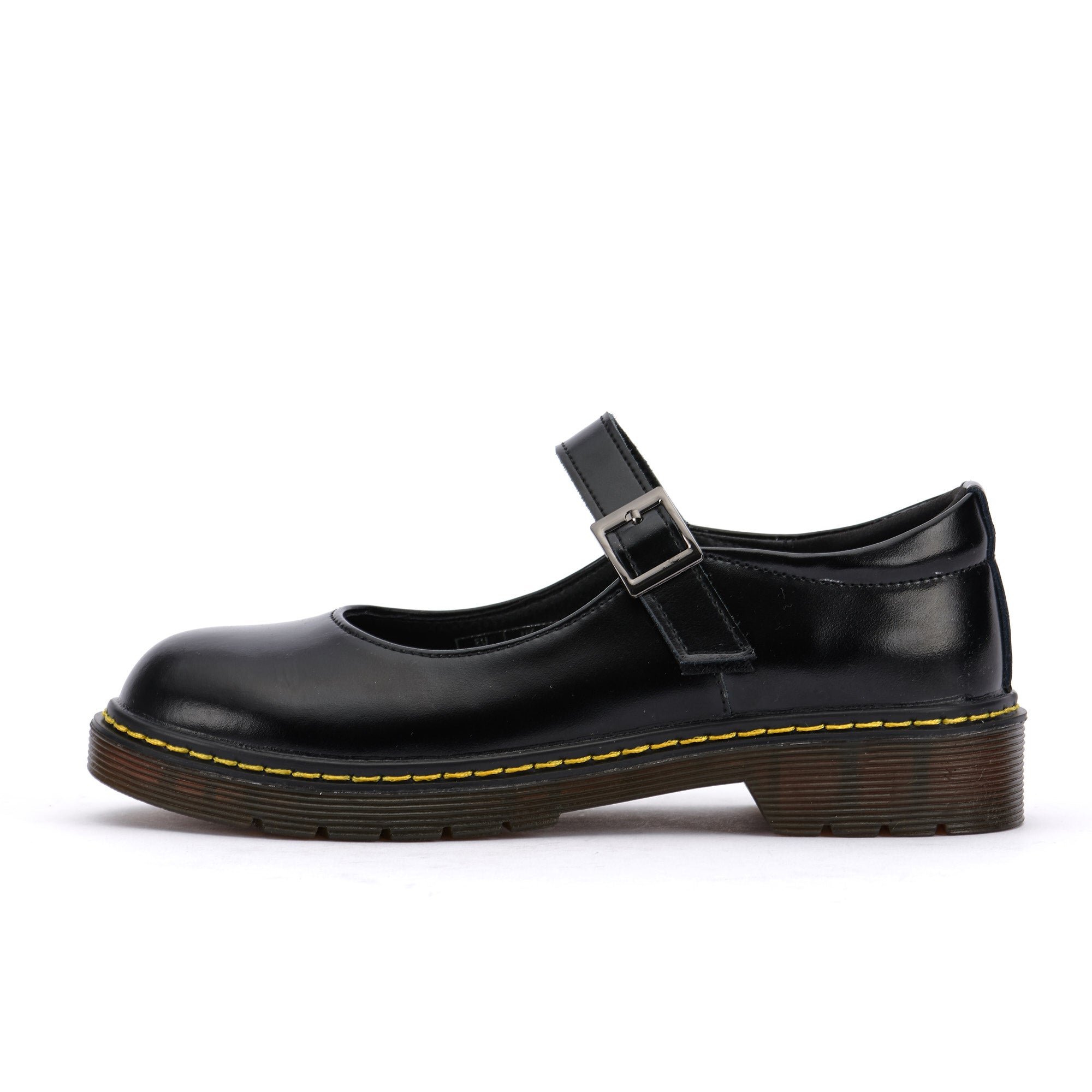 Stylish Girls All Black Mary Jane Leather School Shoes NZ Happy Kid