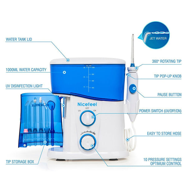 Water Flosser Professional Dental Oral Irrigator-Household Dental Jet Spa Kits with UV Sterilization and 7 Tips