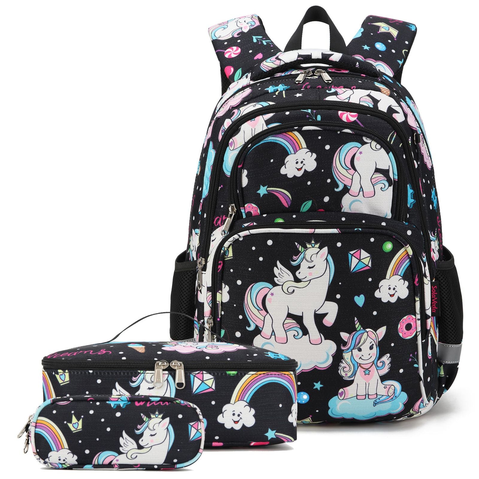 School Bags for Girls & Black Unicorn Kids Backpack NZ | Happy Kid