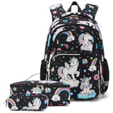 Black Rainbow Unicorn Backpack Set