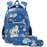 Blue Rainbow Unicorn Backpack Set